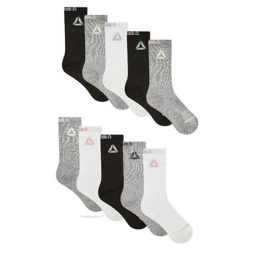 Reebox Girls Crew Socks 10 Pack Size Large (4-10) Shoe Size